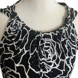 MSK Sleeveless Black & White Sequin Party Dress
